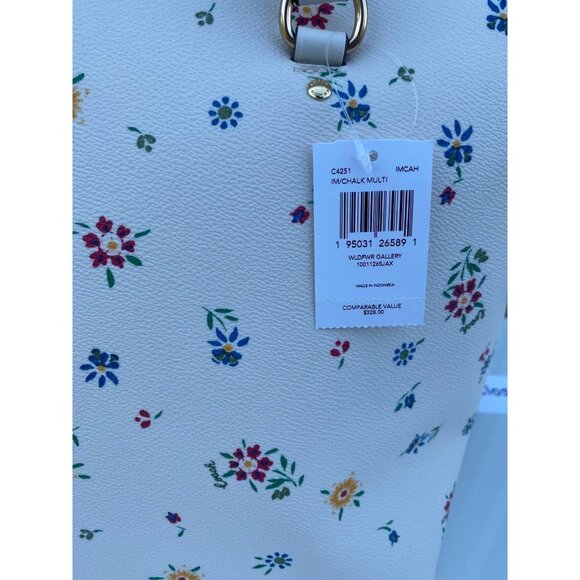 Coach tote gallery wildflower printed large purse chalk multi - Picture 6 of 12